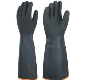 Gants anti-acide noir, paume rugueuse